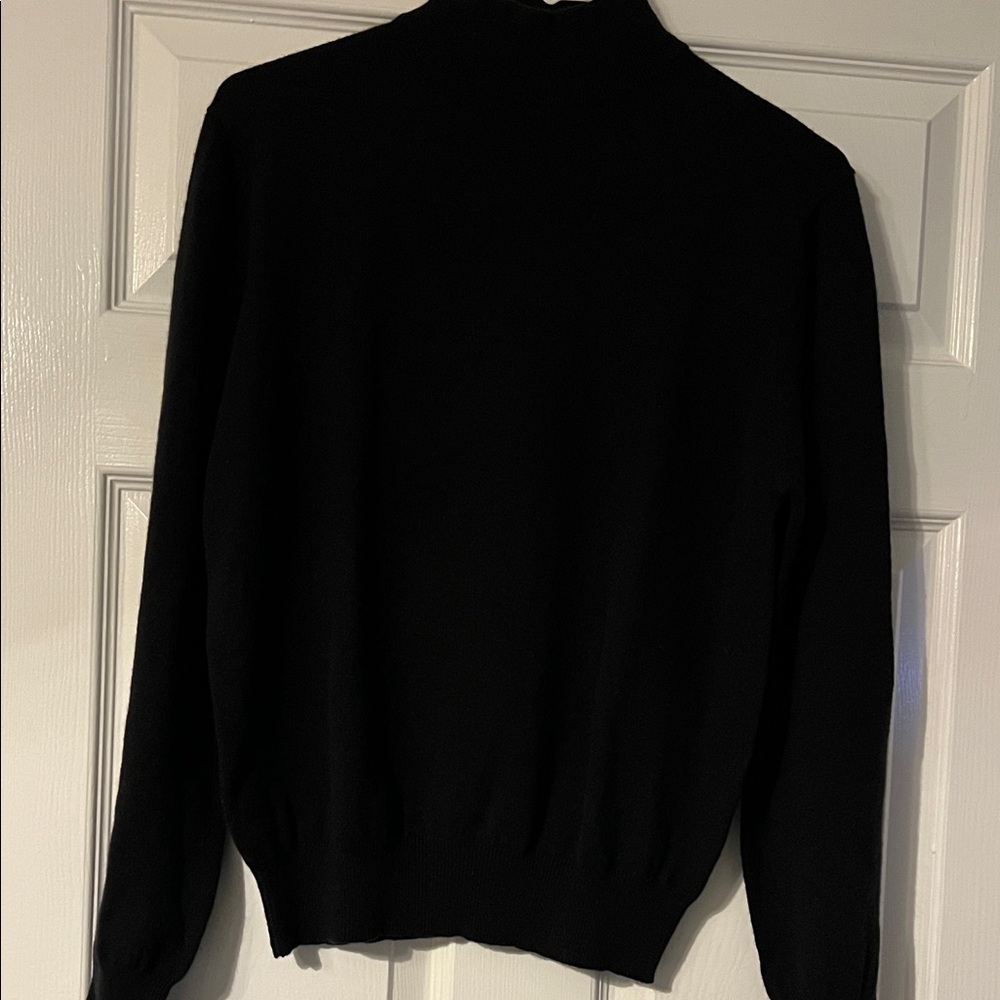 100% Black Cashmere Mock neck Sweater